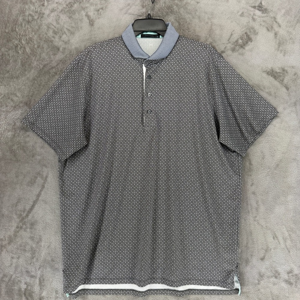 Greyson Polo Shirt Mens XL Gray Geometric Moon Print Performance Golf SS